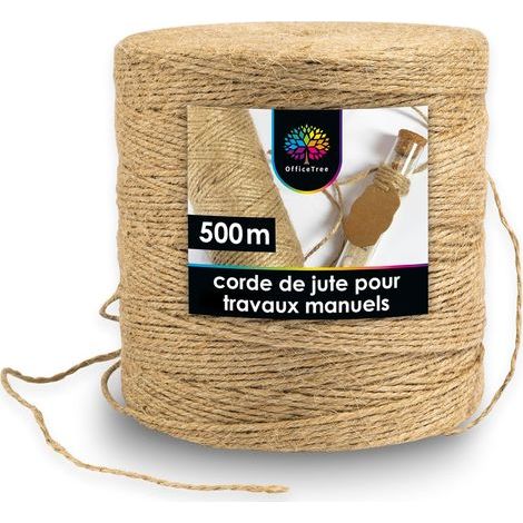 1 Rouleau Ficelle, 500m Longueur, 2mm Diamètre, Jute Naturel, Pour Bricolage, Jardinage, Emballage Cadeau (1/5)