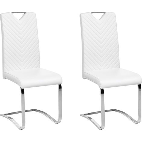 Esszimmerstuhl 2er Set PICKNES Kunstleder Cremeweiß (1/5)