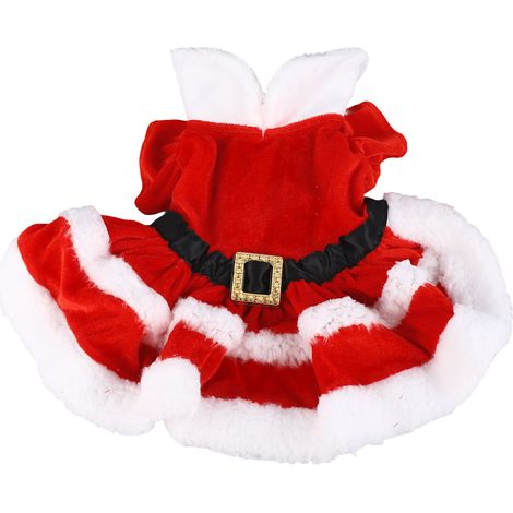 Costume natalizio per cani, vestitino per cuccioli, morbido e caldo, maniche corte, abbigliamento per animali domestici, completo per cani e gatti, L (1/5)