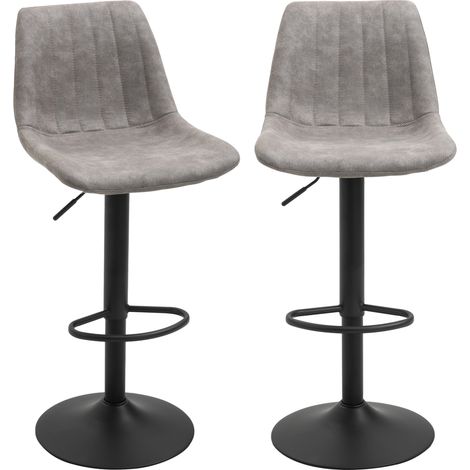 Lot de 2 tabourets de bar Vintage TODD gris et noir (1/5)