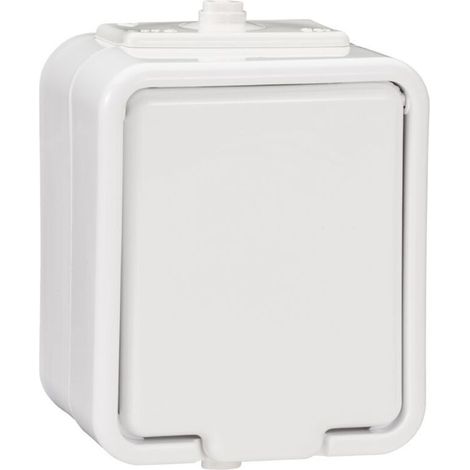Prise simple en saillie avec mise à la terre, IP44, CEDAR blanc (1/2)