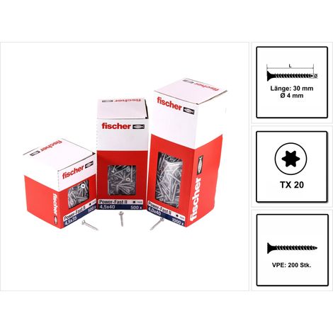fischer Power-Fast II 4,0x30 SK blvz VG TX 50 100 Stk