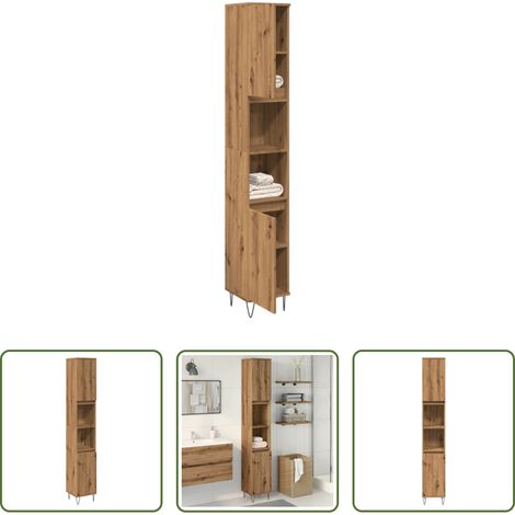 Rangement salle de bain - Armoire de salle de bain chêne artisanal 30x30x190 cm (1/5)