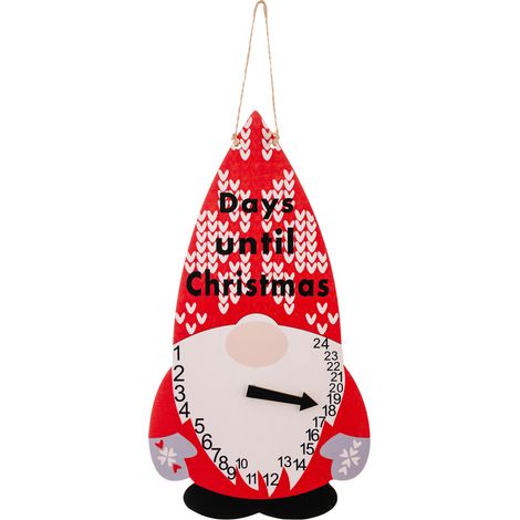 (Für ältere Menschen) Weihnachtsdekoration, Cartoon-Druck, Holzanhänger, Kalenderanhänger, Countdown, 29 x 16 cm, Holz. (1/2)