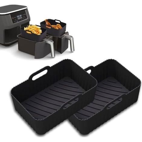 2 Paquet Moule Friteuse à Air Accessoire pour Ninja Foodi AF400EU AF300EU 9.5L, Silicone Airfryer Pot (1/4)