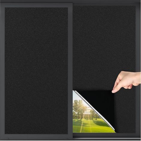 Film occultant pour fenêtre, film givré bloquant la lumière du soleil, film teinté occultant pour fenêtre pour dormir, film occultant statique bloquant les UV, 45 cm x 200 cm (1/5)