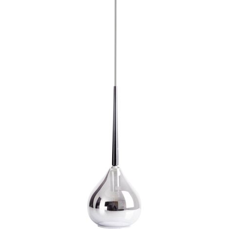 Suspension Design en Verre Fumé Anthracite et Métal, Lustre Goutte E14 pour Salon, Ø 16 cm - PANGIVO (1/5)
