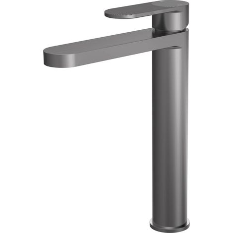 Nuie Cyprus Fluted Tall Mono Basin Mixer Tap - Brushed Pewter (1/2)