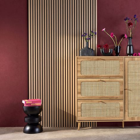 Set de 4 panneaux muraux acoustiques décoratifs en feutrine et MDF chêne 60x120cm - Kyoto