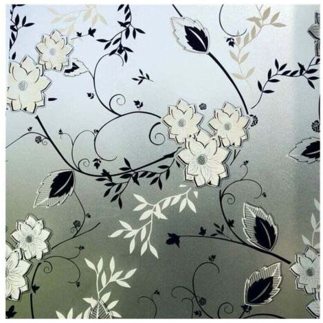 Film Fenetre Anti Regard Occultant, Fleur Film Electrostatique Vitre, 44.5x200CM (1/4)