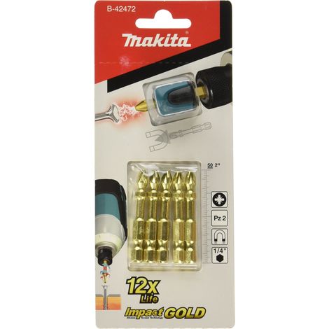 Makita B-42472 - Blister di 5 bit PZ2 Impact Gold + Mag Boost
