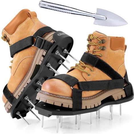 Scarificateur de pelouse en Chaussures avec Spikes en acier inoxydable, Aérateur de pelouse, polyvalent et pratique (1/5)