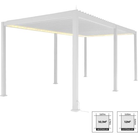 sweeek - Pergola mit motorisiertem Lamellendach und LED-Beleuchtung Triomphe 3x6m