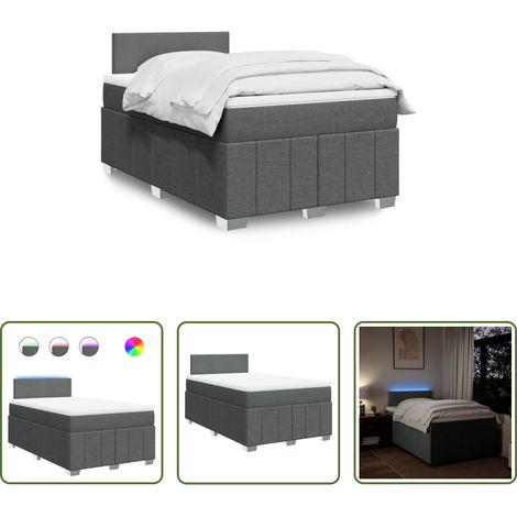 vidaXL Surmatelas - Sommier à lattes de lit avec matelas gris foncé 120x190cm tissu (1/5)