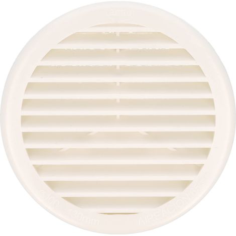 Grille de ventilation ronde en Plastique avec moustiquaire Grilles d'aération pour sortie d'air Idéal pour plafond de cuisine et salle de bain Dimensions : Ø136 x 30 mm Couleur: Blanc (1/5)