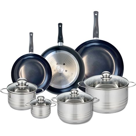 Ensemble de 3 Poêles de cuisson 24, 28 et 32 cm et 4 faitouts 12, 16, 20 et 24 cm Elo Prima Brillant (1/5)