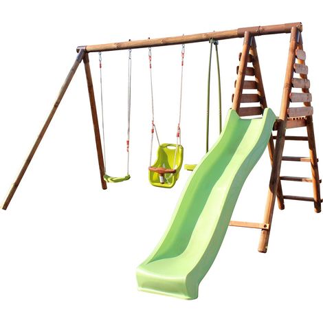 SOULET - Estación de Juego de Madera Tulipe, Columpio, Asiento de Bebé, Cara a Cara y Tobogán - 4,26 m x 3,54 m x 2,22 m (1/5)