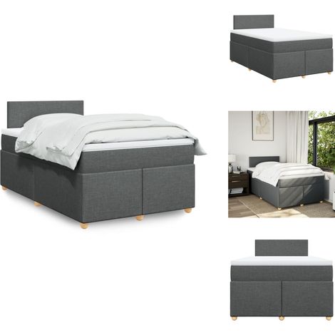 Sommier à lattes de lit avec matelas Gris foncé 120x200cm Tissu - Sommier À Lattes De Lit - Sommiers À Lattes De Lit - Lit - Meuble De Chambre À Coucher (1/5)