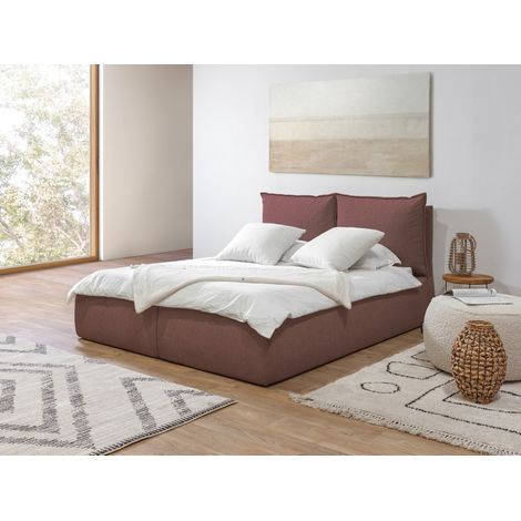 BOBOCHIC - Lit coffre GARANCE avec tête de lit effet oreiller 140x190 Rose (1/5)