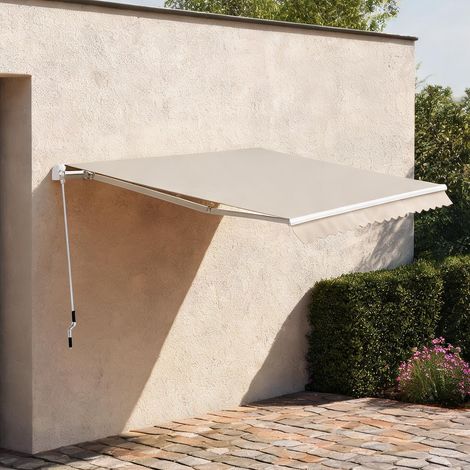 Store à bras articulés 450 x 300 cm beige avec manivelle (1/5)