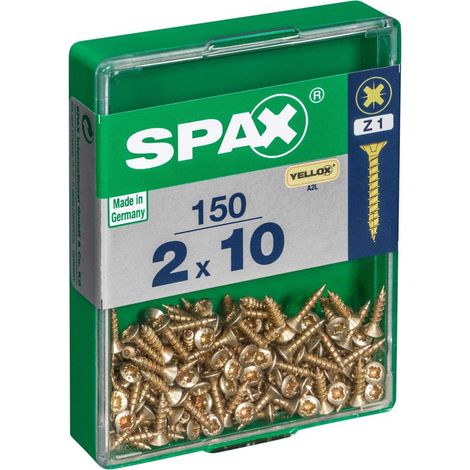 Caja de 150 unidades de tornillo para madera Spax con cabeza plana en Yellox 2,0x10mm Spax (1/5)