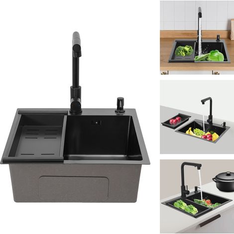 YISSALE-Edelstahl-Doppelspüle mit herausziehbarem Wasserhahn und Abtropfkorb - praktische Küchenspüle für Haushalt, Restaurant, Hotel und Garage, geeignet zum Spülen von Geschirr, Obst und Gemüse, lan (1/5)