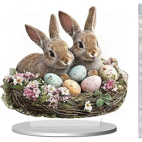 Easter Acrylic Ornament 20cm Rabbit Egg Decor For Holiday Tree (1/5)