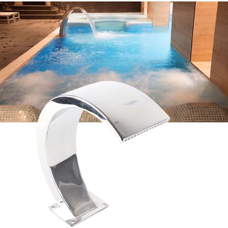 Fontaine de piscine/spa en acier inoxydable à filetage interne G1, sortie ronde incurvée, cascade de piscine, tête de fontaine Floodway en acier inoxydable (1/5)