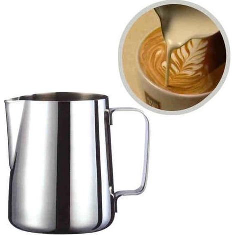 Milchaufschäumer 350 ml Milchaufschäumer Dampfgarer aus Edelstahl Zubehör für Cappuccino Espressomaschinen in Kaffeebars Barista-Werkzeuge aus (1/4)