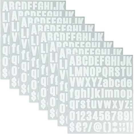 8 Feuilles Kit de Chiffres Lettres en Vinyle Auto-Adhésif, Autocollant de Numéros boîte aux Lettres pour Enseignes, Fenêtre, Porte, Voitures, Camions, Numéro d'Adresse (Blanc) (1/4)