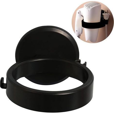 1PCS (Black) Hair Dryer Holder, Hair Dryer Holder, Wall Mounted Hair Dryer Holder, No Drilling Hair Dryer Holder, Self-Adhesive Hair Dryer Holder No Drilling, for Bathroom and Toilet (1/5)