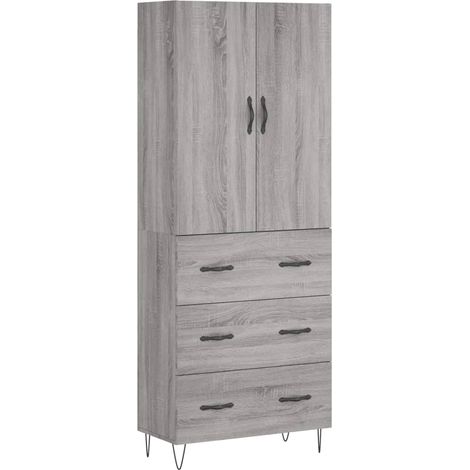 Buffet haut Meuble de rangement Sonoma gris 69,5x34x180 cm Bois d'ingénierie (1/5)