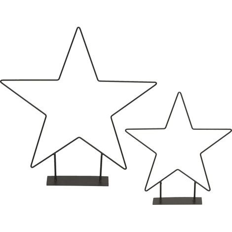 Metallstern Aufsteller 2er Set schwarz - 40 und 30 cm - Weihnachts Tischdeko zum Hinstellen - Advent Winter Deko Stern Fensterdeko Weihnachtsdeko