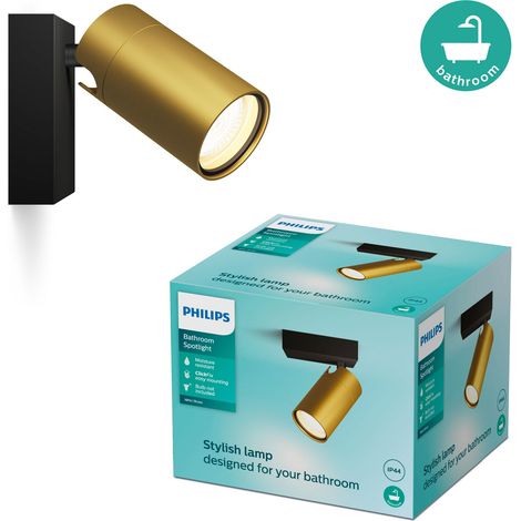 Philips Idris Foco de superficie para Baño con 1 punto de luz (Negro/Dorado) - Casquillo GU10 (1/5)