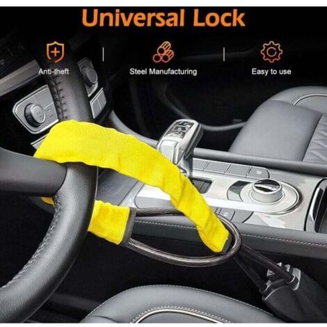 [JAMAIS UTILISÉ]Antivol de volant universel pour voiture, compatible avec camping-cars, camions, SUV et poids lourds, 2 clés (jaune) (1/3)