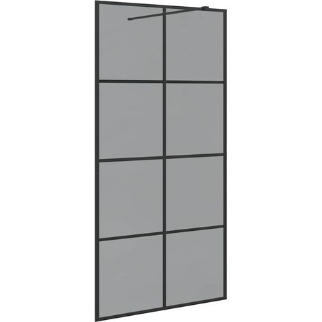 Walk-in Duschwand Schwarz 100 x 195 cm Gehärtetes Glas vidaXL