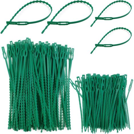 Pflanzenstützen, Pflanzenclips und -binder, Set mit 300 verstellbaren grünen Pflanzenclips für Gartenpflanzen, multifunktional und robust, grün, 13 cm