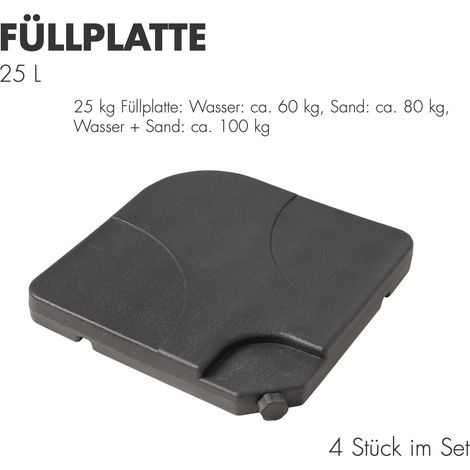 Doppler Füllplatte 25 L für Standkreuz 4er Set Beschwerplatte je 25 x 25 cm befüllbar 85499BP25