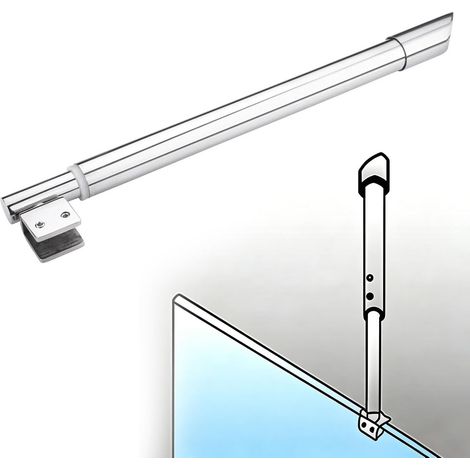Barre de support télescopique pour paroi douche avec pince (1/5)