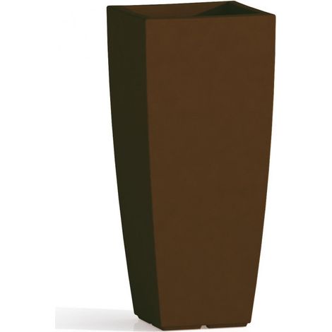 Vaso alto moderno di design 33x33 H70 in polimero marrone resistente per interno ed esterno - Made in Italy - Monacis (1/5)