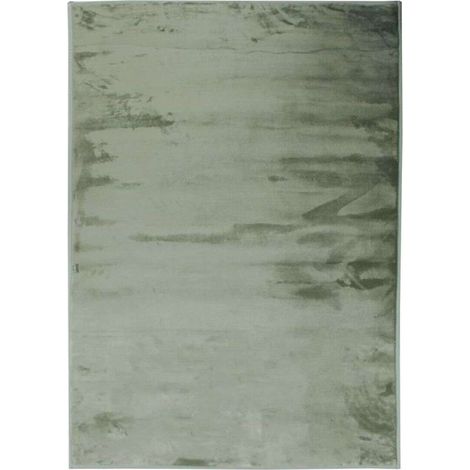 Tapis salon extra-doux 120x170 cm – Effet velours vert clair – Antidérapant – Lavable en machine – 100% polyester – Thedecofactory