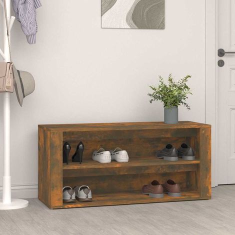 vidaXL Shoe Rack Smoked Oak 100x35x45 cm Engineered Wood (1/5)