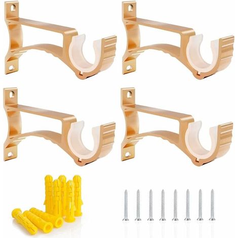Lot de 4 supports de tringle à rideaux en alliage d'aluminium - Doré (1/5)