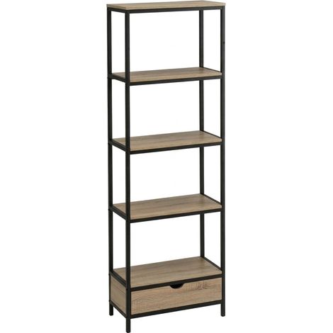 Libreria Scaffale Industriale Salvaspazio 4 Ripiani Cassetto 60x30x180 cm
