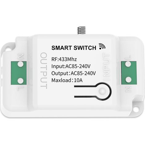 Centralina Ricevitore Wireless Installazione Interruttore Senza Cavi 10A RF 433MHz AC 85V-240V IP20 Bianco 70X43X27mm (1/3)