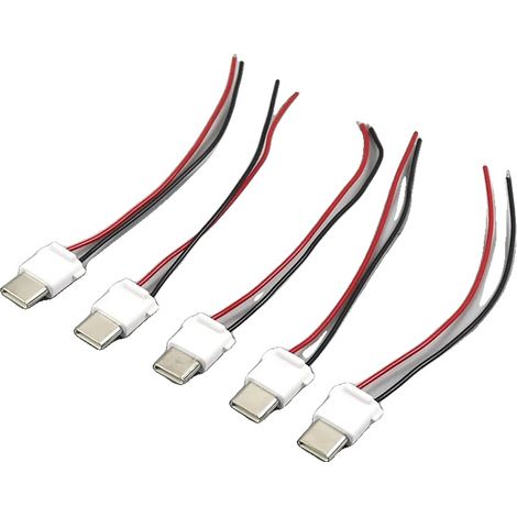 Connettore Type-C, resistore/condensatore, compatibilità universale, bianco, 5 pezzi, 2P-c, inserto maschio (1/2)