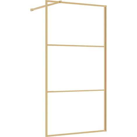 Walk-in Shower Wall with Clear ESG Glass Gold 115x195 cm vidaXL