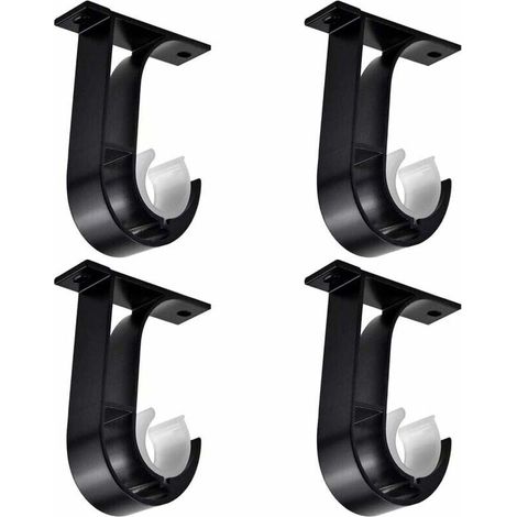Bardusch-4 Pièces Tringle à Rideau Supports, Support de Poteau de Rideau, Noir Supports pour Barre Rideau, Alliage D'aluminium Support de Rideau, avec 8 Vis, Support pour Tiges de Suspension au Plafon (1/5)