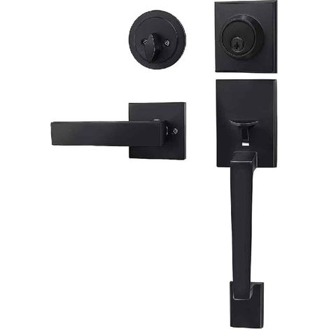 Manilla de puerta principal, cerradura moderna para puerta principal, cerrojo ajustable con cilindro simple, reversible para uso con la mano derecha o izquierda.