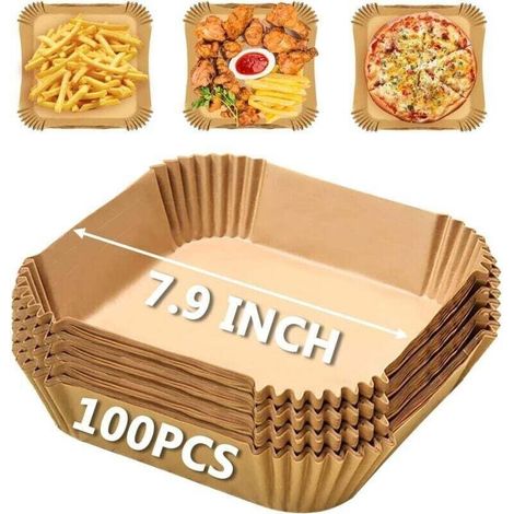 100 Blatt Backpapier für Heißluftfritteusen, 20 cm, antihaftbeschichtet, fettabweisend